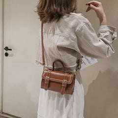 Women Crossbody Bag Vintage Style PU Leather Shoulder Handbag