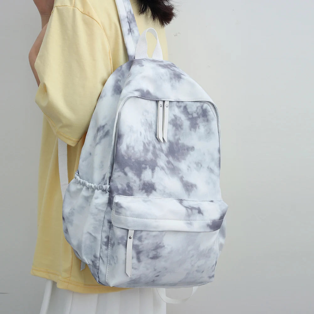 Tie Dye Nylon Women Backpack Anti-theft Female Backpacks