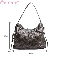 Cotton Padded Quilted Tote Bag Autumn Winter Crossbody Handbag