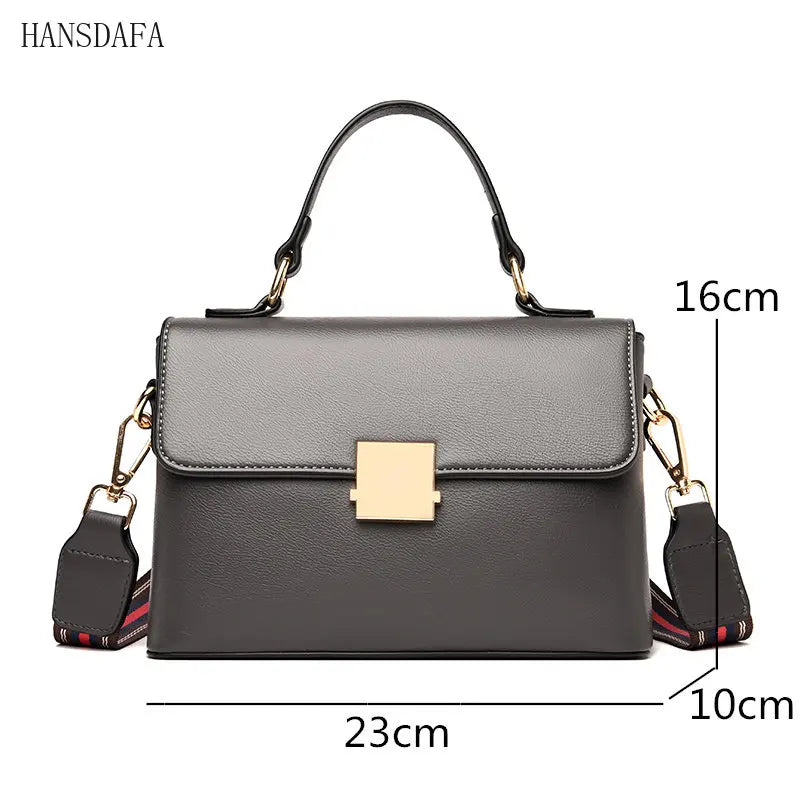 Soft Leather Women's Shoulder Bag Solid Color Messenger Handbag