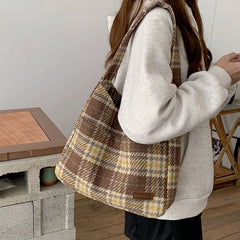 Women's Contrast Stripe Printing Tote Bag - Large Capacity Shoulder Handbag