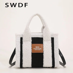 Plush Tote Bags for Women Handbags Casual Shoulder Crossbody Bags