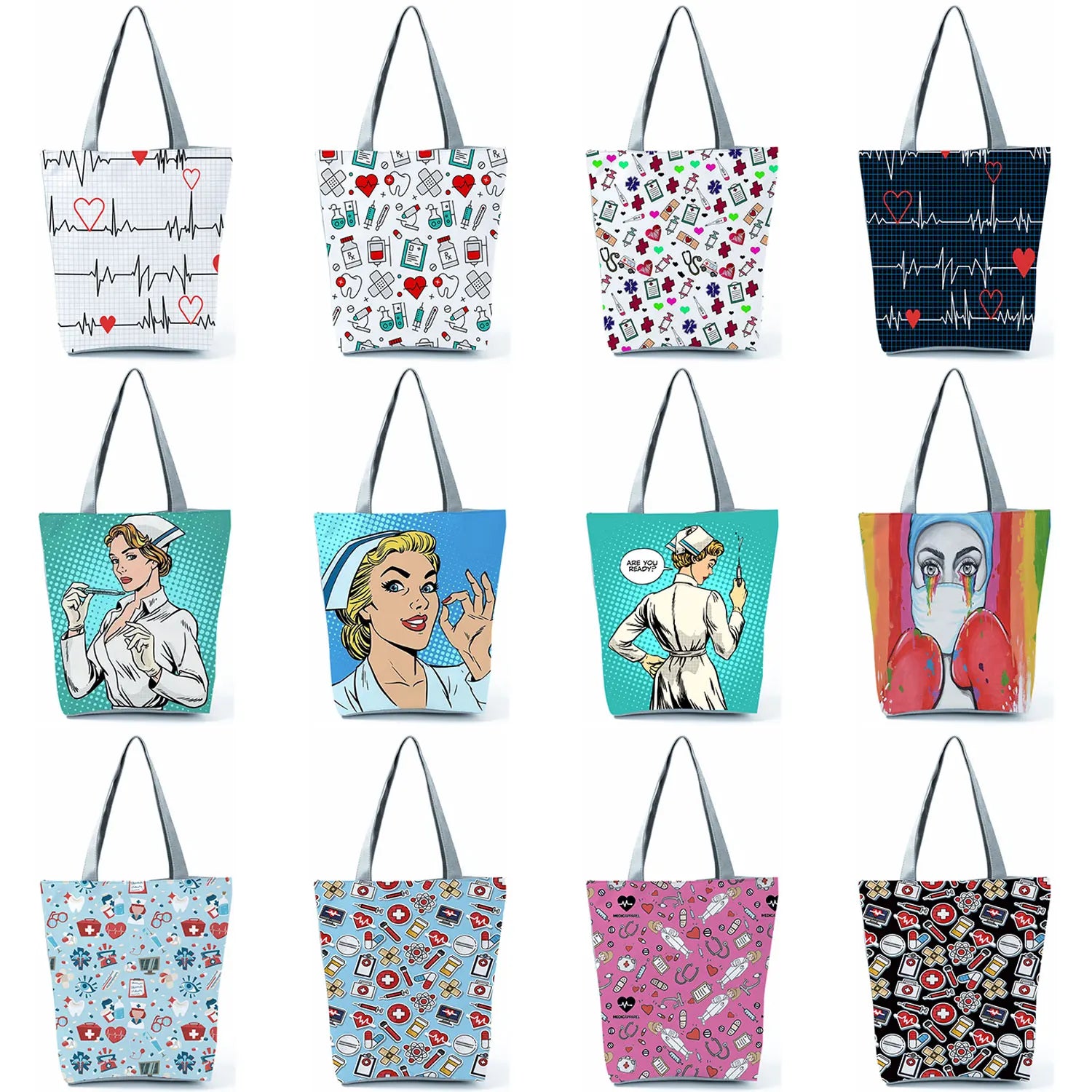 Cartoon Dentist Nurse Shoulder Bag Eco Reusable Shopping Bag