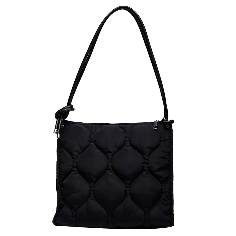 Quilted Cotton Shoulder Bag Trendy Winter Padded Satchel