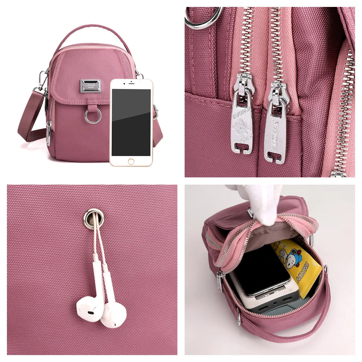 Women's High Capacity Crossbody Bag, Patent Nylon Tote