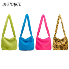 Large Capacity Lamb Shoulder Casual Plush Handbags for Students