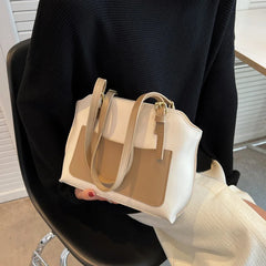Large Capacity Top Handle Women's Bag Pu Leather Solid Ladies Handbags