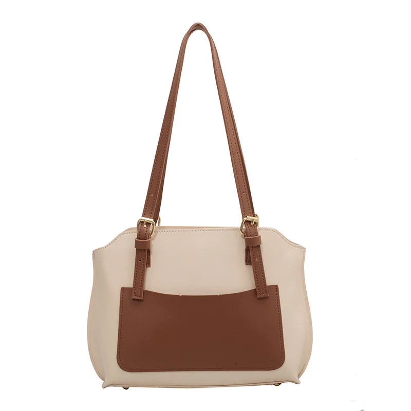 Large Capacity Top Handle Women's Bag Pu Leather Solid Ladies Handbags