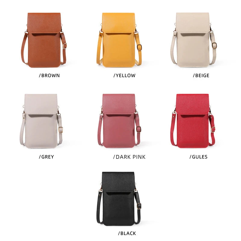 Leather Wallet Crossbody Bag for Women, Touch Screen Mobile Phone Case