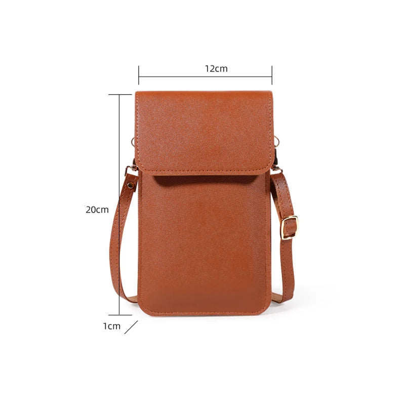 Leather Wallet Crossbody Bag for Women, Touch Screen Mobile Phone Case