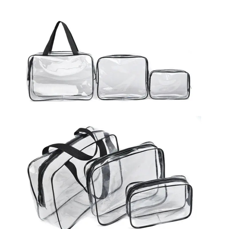 Transparent PVC Waterproof Travel Cosmetic Bag Zipper Make Up Toiletry Bags