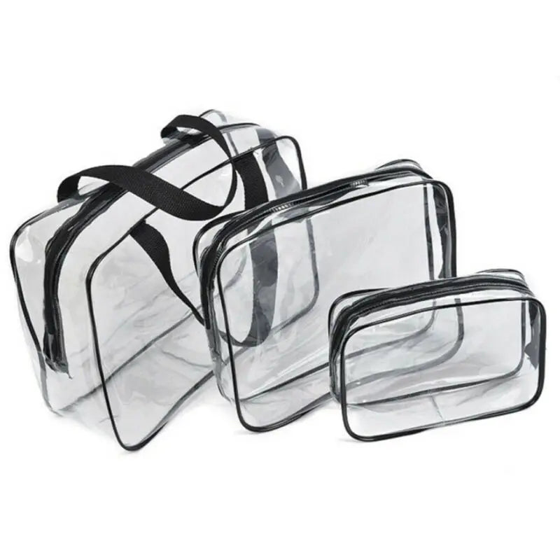 Transparent PVC Waterproof Travel Cosmetic Bag Zipper Make Up Toiletry Bags