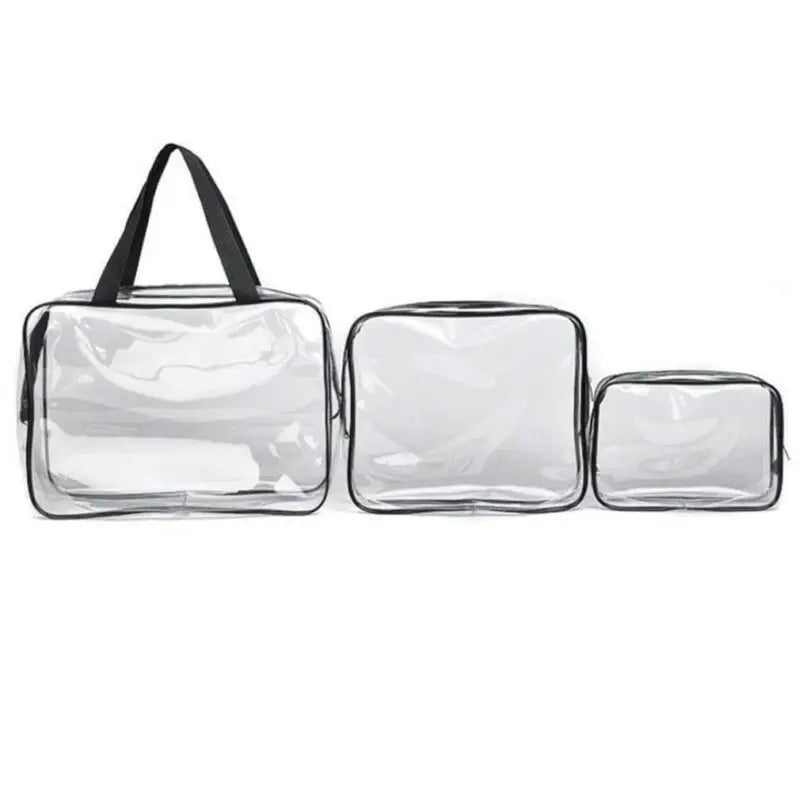 Transparent PVC Waterproof Travel Cosmetic Bag Zipper Make Up Toiletry Bags