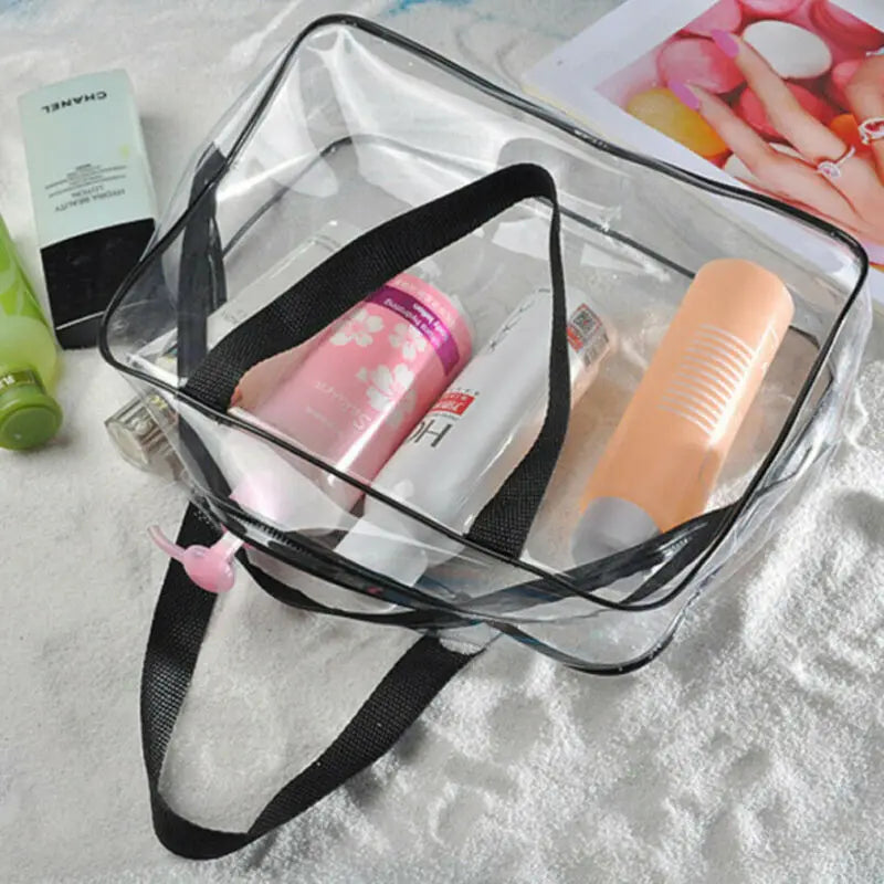 Transparent PVC Waterproof Travel Cosmetic Bag Zipper Make Up Toiletry Bags