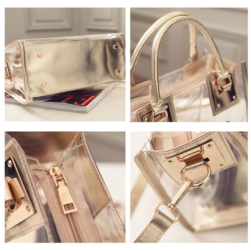 Women's Transparent PVC Clear Shoulder Bag with Purse