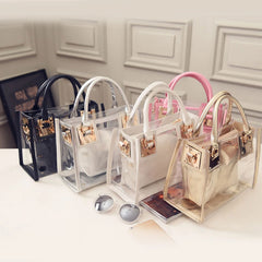 Women's Transparent PVC Clear Shoulder Bag with Purse