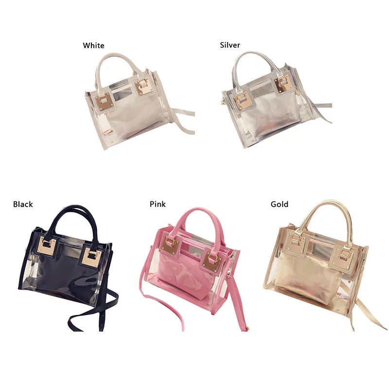 Women's Transparent PVC Clear Shoulder Bag with Purse