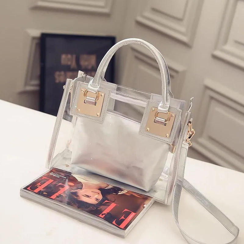 Women's Transparent PVC Clear Shoulder Bag with Purse