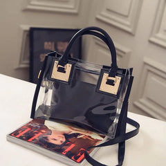 Women's Transparent PVC Clear Shoulder Bag with Purse