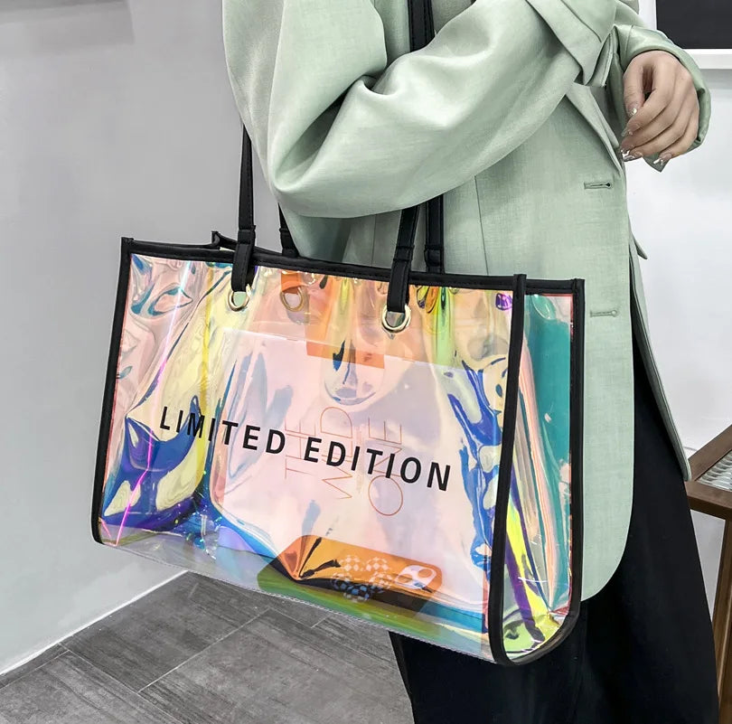 Transparent PVC Clear Bag Women's Shoulder Bag with Purse