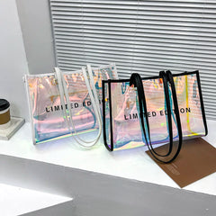 Transparent PVC Clear Bag Women's Shoulder Bag with Purse