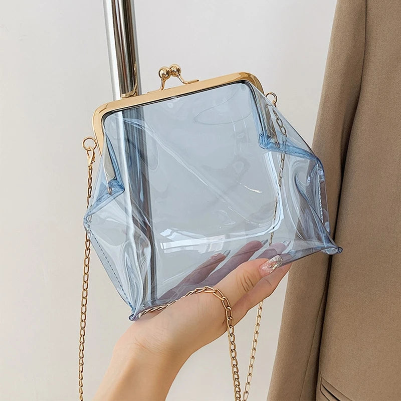 Transparent Jelly Bag Messenger Bag with Chain Shoulder Bag