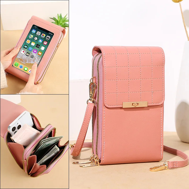 Transparent Touch Screen Mobile Phone Bag Women's Shoulder Bag