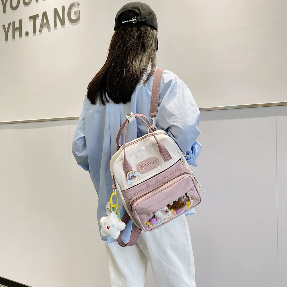 Travel Hit Nylon Backpack Large Capacity Knapsack for Women