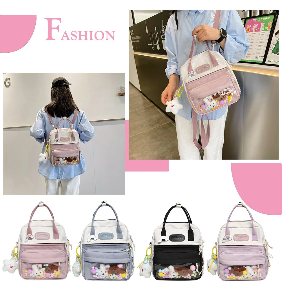 Travel Hit Nylon Backpack Large Capacity Knapsack for Women