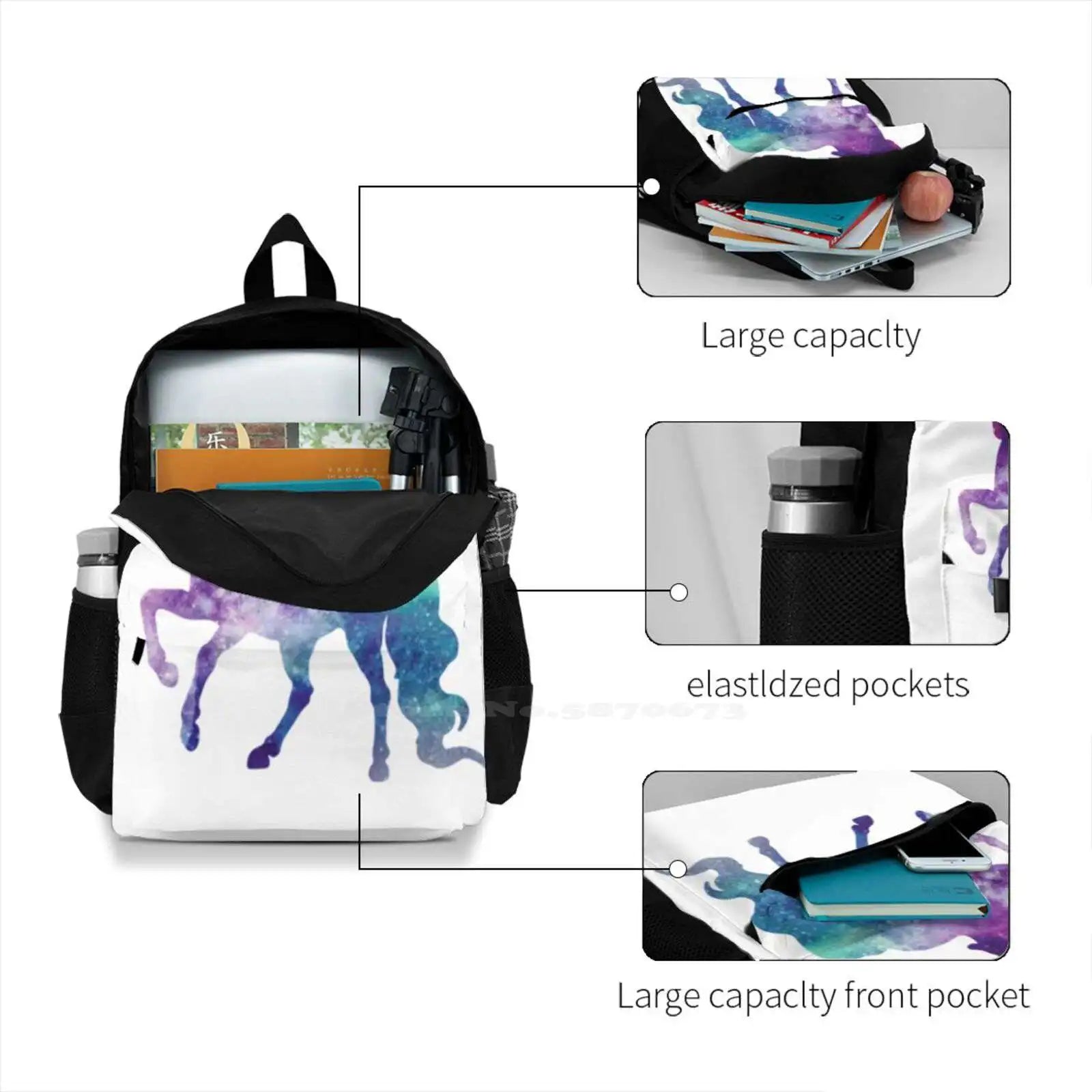 Unicorn Fantasy Backpack for Travel and School