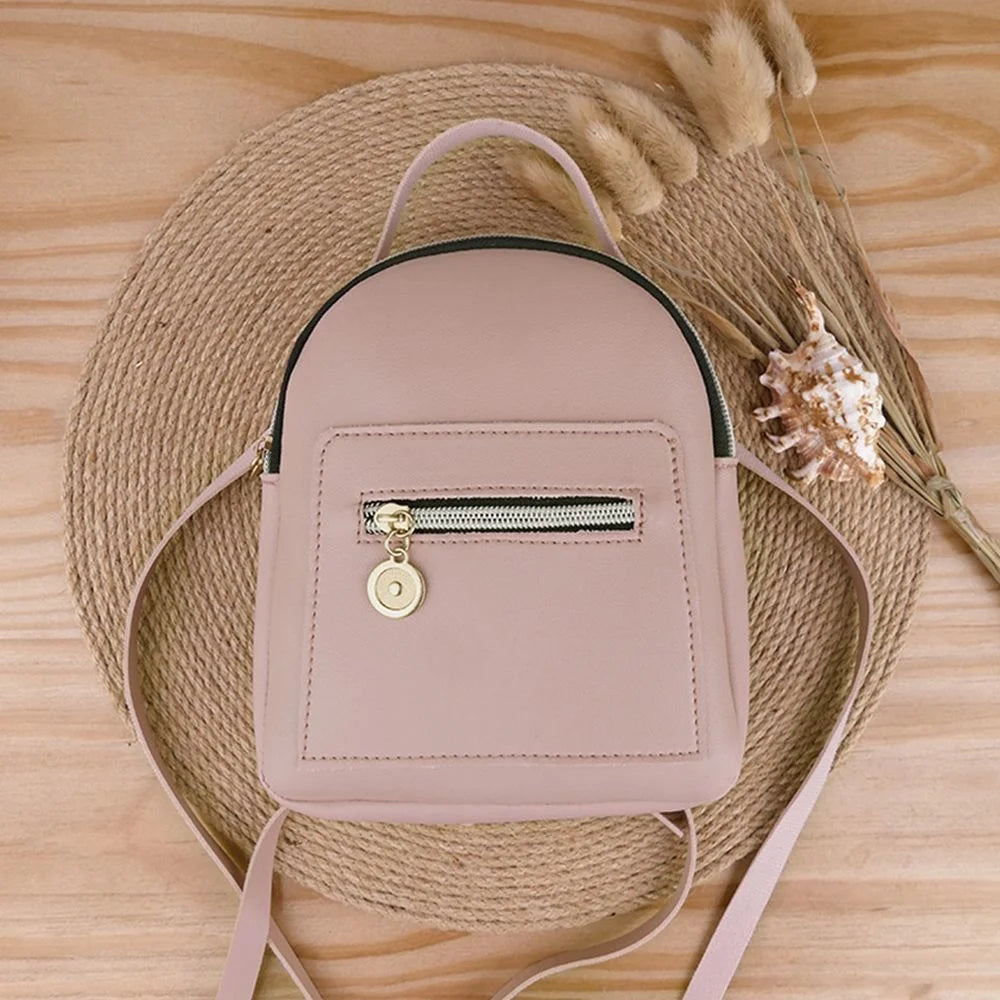 Small Business PU Leather Backpack Waterproof Mini Bag for Women
