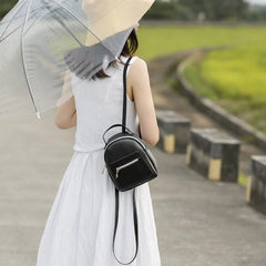 Small Business PU Leather Backpack Waterproof Mini Bag for Women