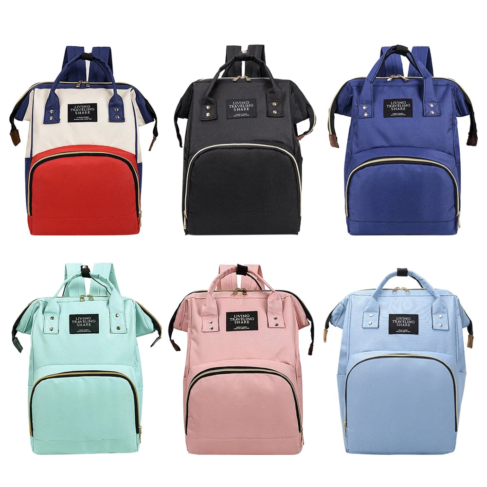 Solid Canvas Backpack Large Capacity Knapsack for Women Students