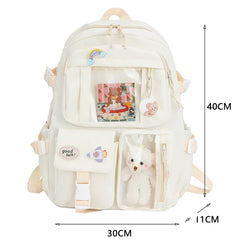 Solid Nylon Backpack Large Capacity Knapsack for Women