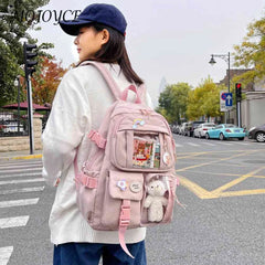 Solid Nylon Backpack Large Capacity Knapsack for Women Students