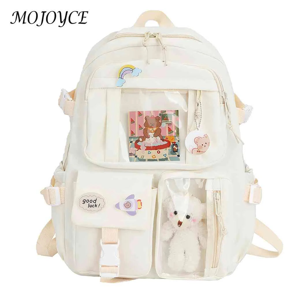Solid Nylon Backpack Large Capacity Knapsack for Women Students