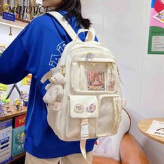 Solid Nylon Backpack Large Capacity Knapsack for Women Students