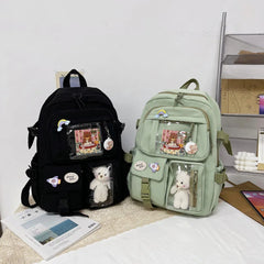 Solid Nylon Backpack Large Capacity Knapsack for Women