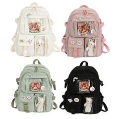 Solid Nylon Backpack Large Capacity Knapsack for Women