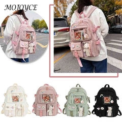 Solid Nylon Backpack Large Capacity Knapsack for Women Students