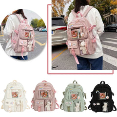 Solid Nylon Backpack Large Capacity Knapsack for Women