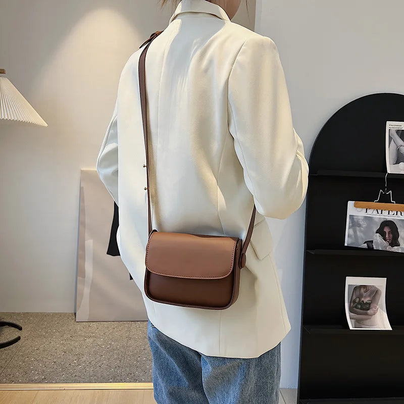 Brown Crossbody Bags for Women Solid Flap Shoulder Bag Handbags and Purses