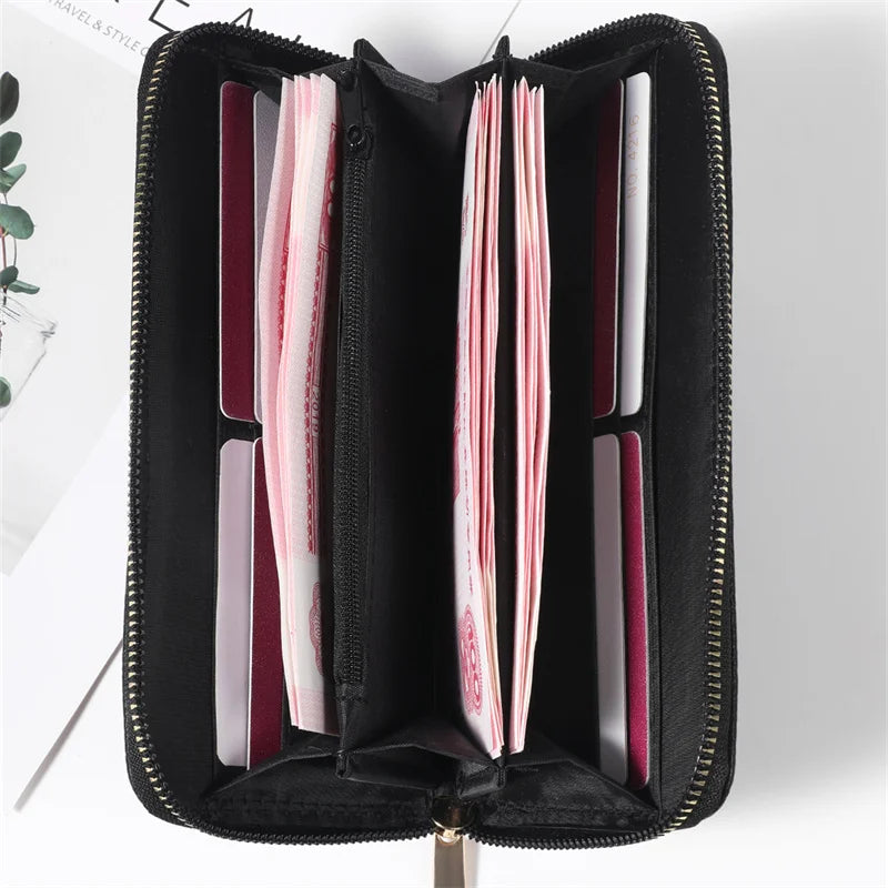 Love Wallet Unisex Casual Long Clutch Bag Pu Leather Embroidery Senior Wallet