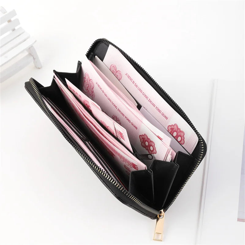 Love Wallet Unisex Casual Long Clutch Bag Pu Leather Embroidery Senior Wallet
