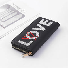 Love Wallet Unisex Casual Long Clutch Bag Pu Leather Embroidery Senior Wallet