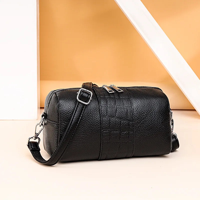 Vintage Leather Shoulder Bag for Women Casual Pillow Design