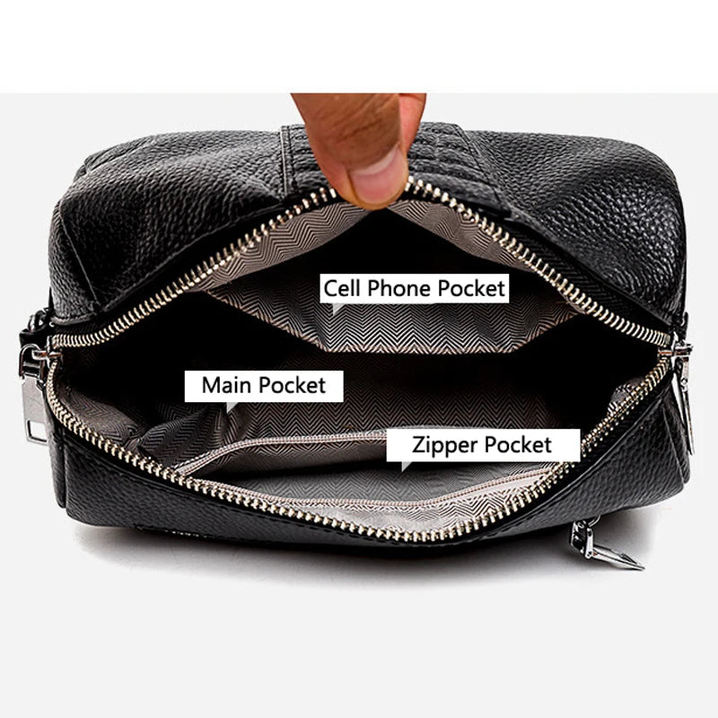 Vintage Leather Shoulder Bag for Women Casual Pillow Design