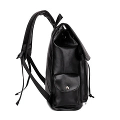 Men's Backpack Solid Large Capacity PU Leather School Bag