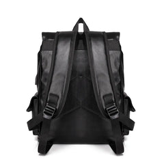 Men's Backpack Solid Large Capacity PU Leather School Bag