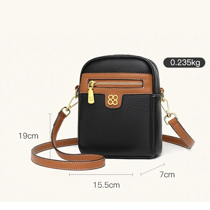 Women's Leather Casual Tote Shoulder Bag - Phone Sling Bag